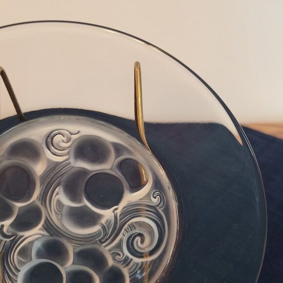 Cristal Lalique Marienthal French Art Crystal Grape Motif Standard Plate 17 cm - Picture 3 of 14